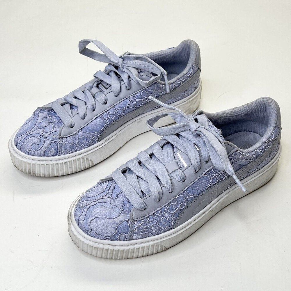 PUMA Womens Carina Platform Sneakers Shoes Sz 8 Purple Lace Low Top Casual